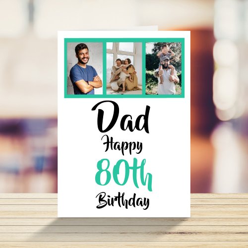 80th happy birthday Dad photo collage Card