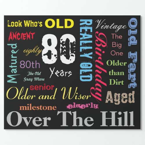 80th Happy Birthday in a Large Graffiti Design Wrapping Paper