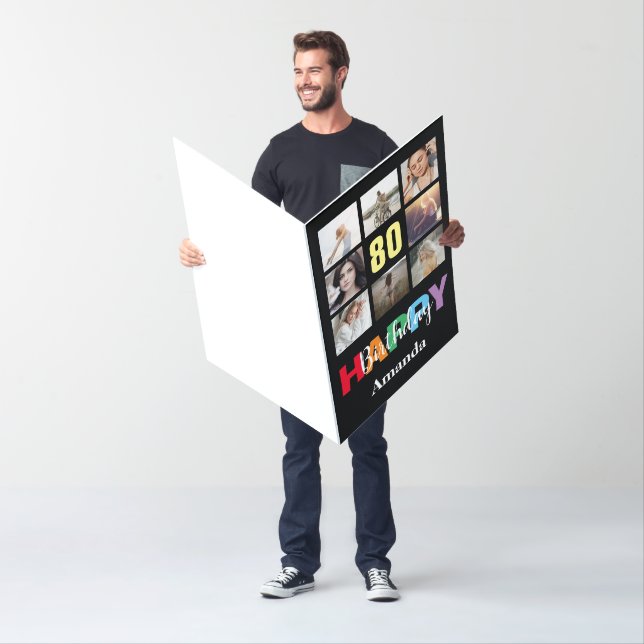 80th Happy Birthday Photo Collage Extra Large Card (In Situ)