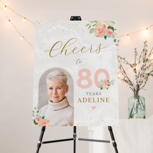 80th Ladys Birthday Elegant Pastel Floral Welcome Foam Board
