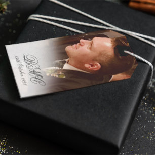 80th Male Birthday Simple Elegant Photo Gift Tags