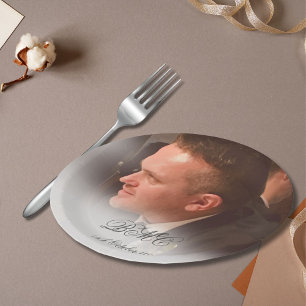 80th Male Birthday Simple Elegant Photo Paper Plates