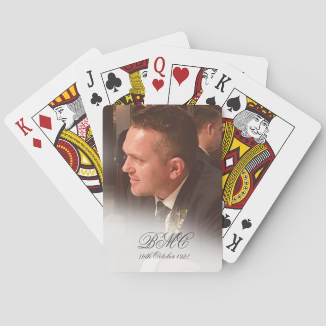 80th Male Birthday Simple Elegant Photo Poker Cards (Back)