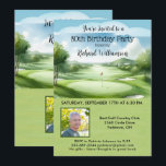 80th Men's Birthday Party Photo Golf  Invitation<br><div class="desc">This festive and colorful 80th Birthday Party Invitation has a Golf theme and it's perfect for a Golfer. It features a Golf Cart with Golf Clubs on a Golf Course, Much to personalize to make appropriate for your own event as well as a photo. We have all the ingredients to...</div>