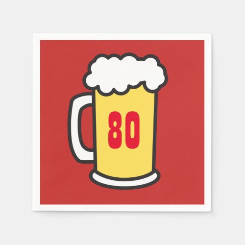 80th Milestone Birthday Party Beer Napkins