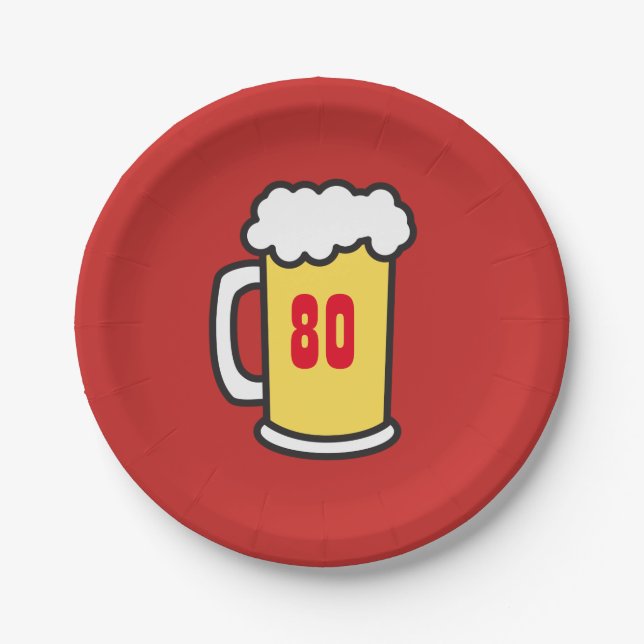 80th Milestone Birthday Party Beer Plates (Front)