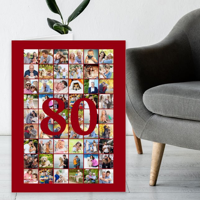 80th or Any Age Photo Collage Giant Birthday Card (Creator Uploaded)