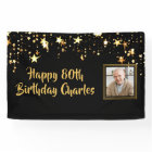 80th or Any Birthday Photo Gold Stars Custom Color