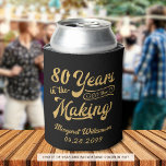 80th or Any Birthday Retro Years in the Making Can Cooler<br><div class="desc">Retro 80th or any birthday personalized can cooler featuring a retro calligraphy script typography title 80 YEARS IN THE MAKING which incorporates his or her birth year within the design and your custom text (shown name and date)--all in your choice of colors. ASSISTANCE: For help with design modification or personalization,...</div>