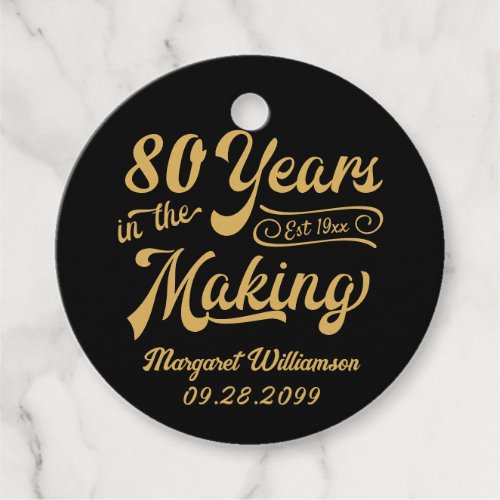 80th or Any Birthday Retro Years in the Making Favor Tags