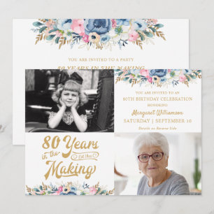 80th or Any Birthday YEARS IN THE MAKING Floral Invitation