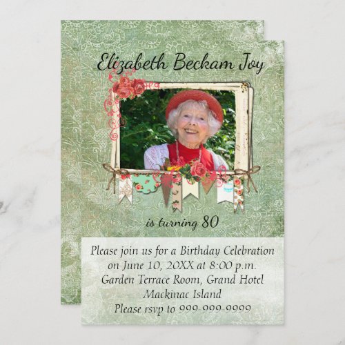 80th Photo Birthday Party Invitation