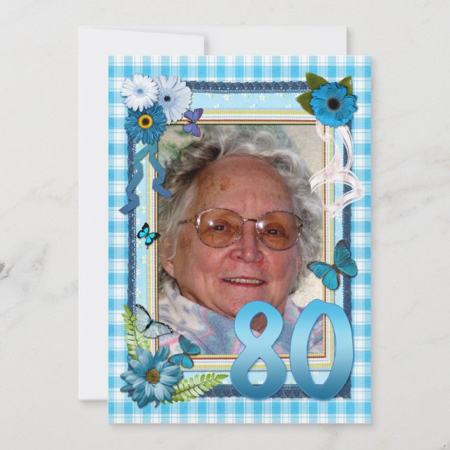 80th Photo birthday party invitation (Front)