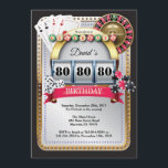 80th Poker Playing Card Casino Birthday Invitation<br><div class="desc">Poker Playing Card Casino Gold birthday invitation. Casino theme gold glitter invite,  18th 20th 21st 30th 40th 50th 60th 70th 80th 90th 100th,  Any age. For further customization,  please click the "Customize it" button and use our design tool to modify this template.</div>