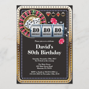 80th Poker Playing Card Casino Birthday Invitation
