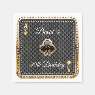 80th Poker Playing Card Casino Birthday Napkins