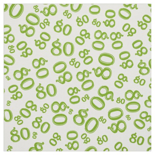 80th  Random Number Pattern Green/White  80 Fabric