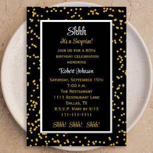 80th Shhh it's a surprise Birthday Confetti Invitation