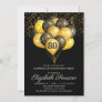 80th Surprise Birthday Black Gold Glitter  Invitat Invitation