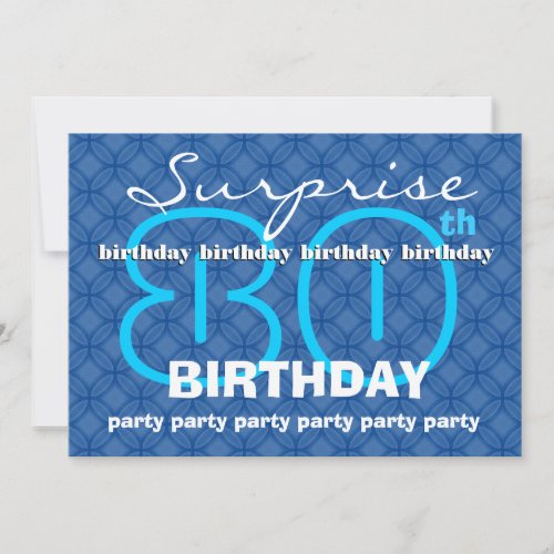 80th SURPRISE Birthday Modern Blue Circles W489 Card