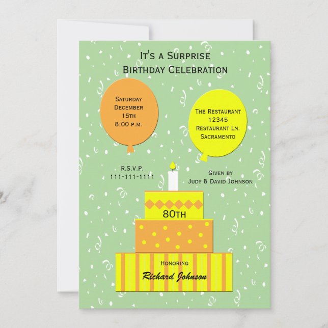 80th Surprise Birthday Party Invitation (Front)
