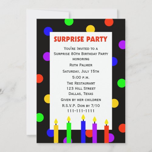 80th Surprise Birthday Party Invitation -- Dots