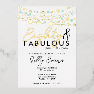 80th surprise birthday party invitation elegant foil invitation