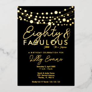 80th surprise birthday party invitation elegant foil invitation