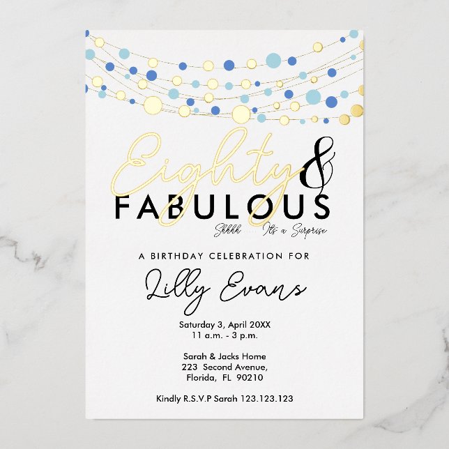 80th surprise birthday party invitation elegant  foil invitation (Front)