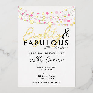 80th surprise birthday party invitation elegant  foil invitation