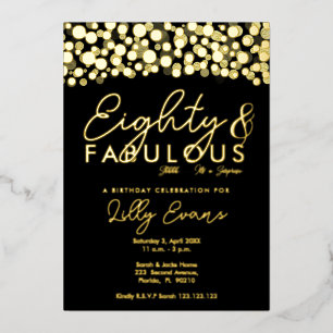 80th surprise birthday party invitation elegant  foil invitation
