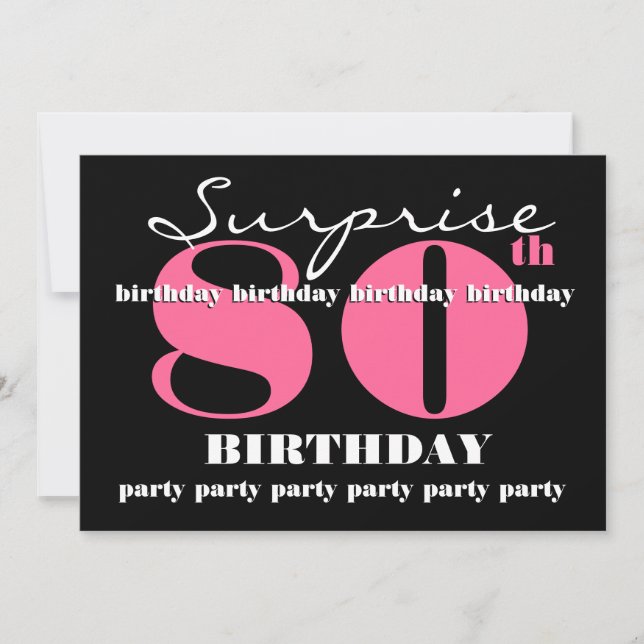 80th SURPRISE Birthday Party Invitation Template (Front)