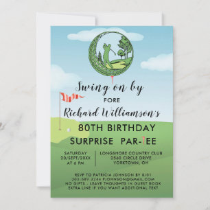80th Surprise Birthday Party Men's Golf Theme Invitation