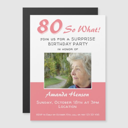 80th Surprise Birthday Party Photo Invitation Card | Zazzle