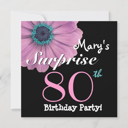 80th Surprise Birthday Pretty Pink Daisy R492 Invite