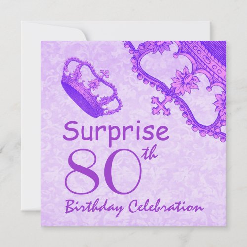 80th SURPRISE Birthday Purple Crown V06H Invitation