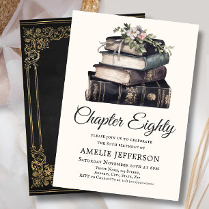 80th    Vintage Victorian Book Birthday  Invitation