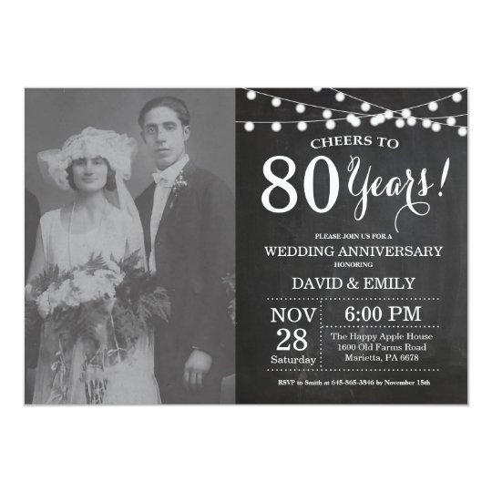80th Wedding Anniversary Chalkboard Photo Invitation | Zazzle.com