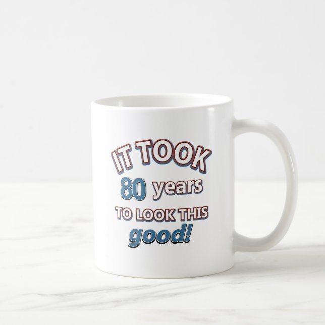 80th year birthday designs coffee mug (Right)