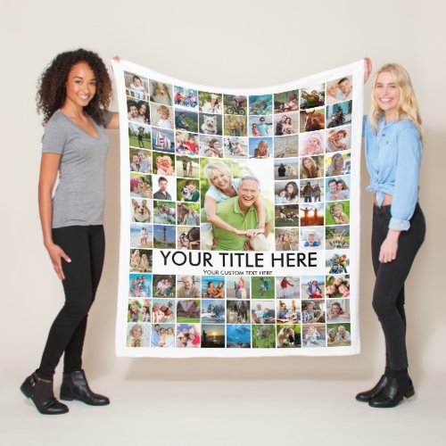 81 Photo Collage Template Personalized Your Color Fleece Blanket