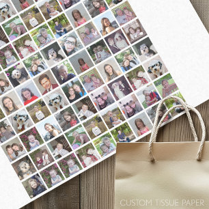 81 Square Photo Collage Grid with Text - white Tissue Paper