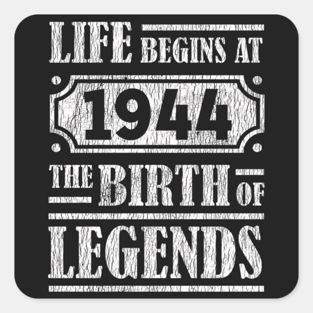 81 Year Old 1944 Birth Of Legend 81st Birthday Square Sticker (Front)