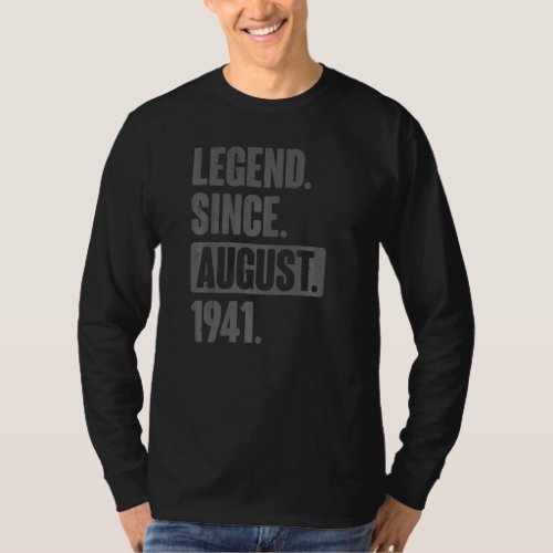 81 Year Old 81st Birthday Bday  Legend Since Augus T_Shirt