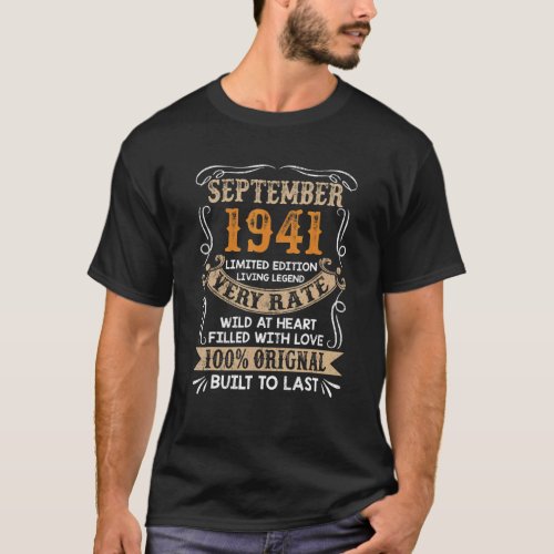 81st Birthday  1941 Years Old Retro Vintage Septem T_Shirt