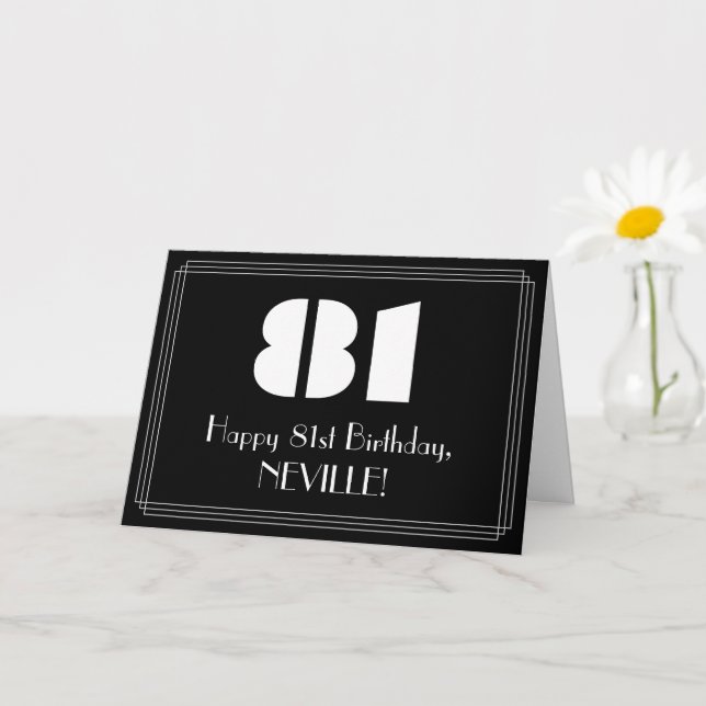 81st Birthday: Art Deco Inspired Look "81" & Name Card (Small Plant)