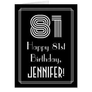 81st Birthday — Art Deco Inspired Look “81” + Name Card