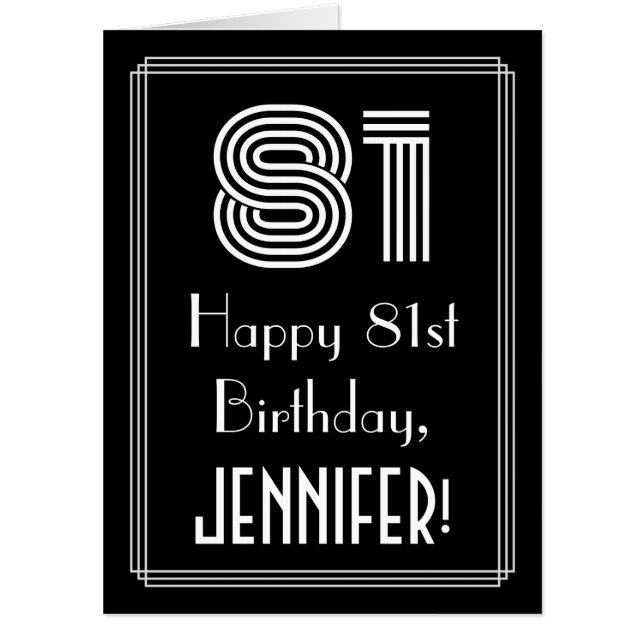 81st Birthday — Art Deco Inspired Look “81” + Name Card (Front)