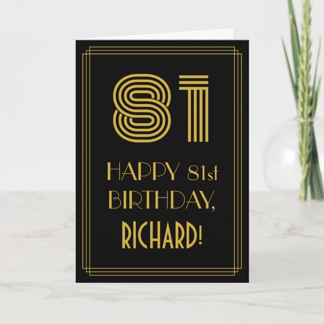 81st Birthday: Art Deco Inspired Look "81" & Name Card (Front)