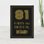 [ Thumbnail: 81st Birthday: Art Deco Inspired Look "81" & Name Card ]