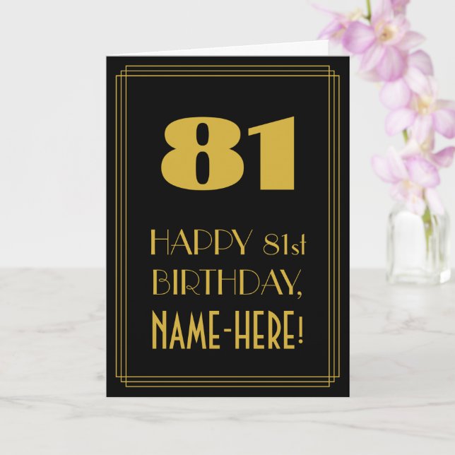 81st Birthday – Art Deco Inspired Look "81" & Name Card (Orchid)